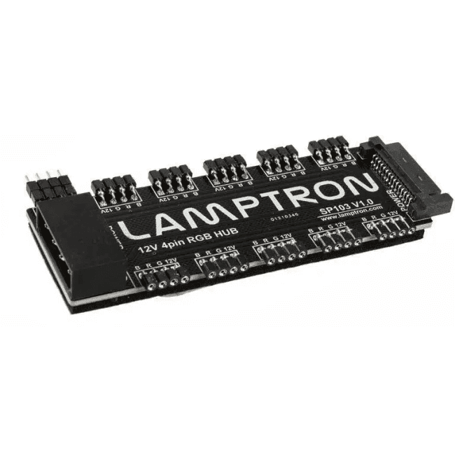 LAMP-SP103 Панель управления вентиляторами и подсв. Lamptron SP103 MB RGB Lights Syn Amp for 4PIN-12VDC(10-ways out)