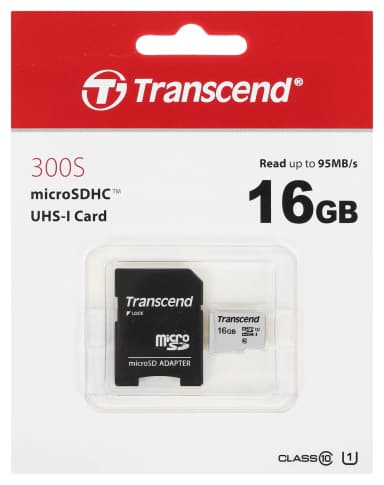____16Gb Transcend <TS16GUSD300S-A> microSDHC UHS-I U1 + microSD-->SD Adapter