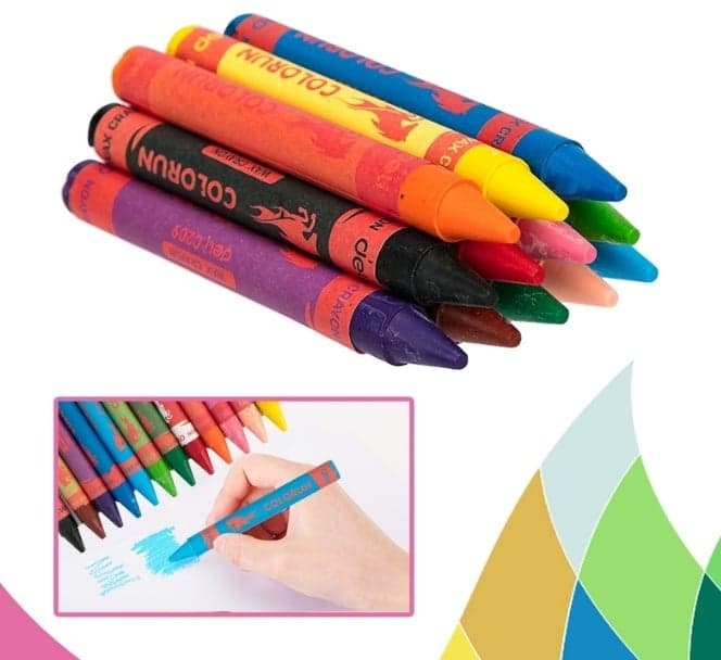 Восковые мелки Deli EC20900 Colorun утолщенные 12 цветов, картонная коробка с европодвесом