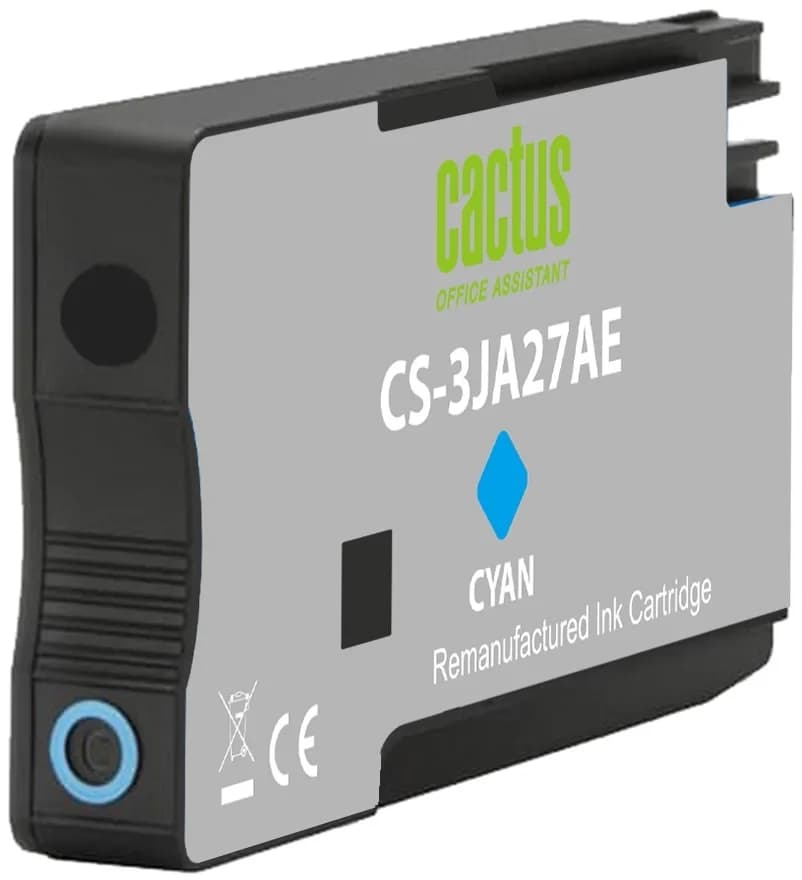 -/ Картридж струйный Cactus CS-3JA27AE 963XL голубой (25.5мл) для HP OfficeJet Pro 9010/9010e/9012/9014