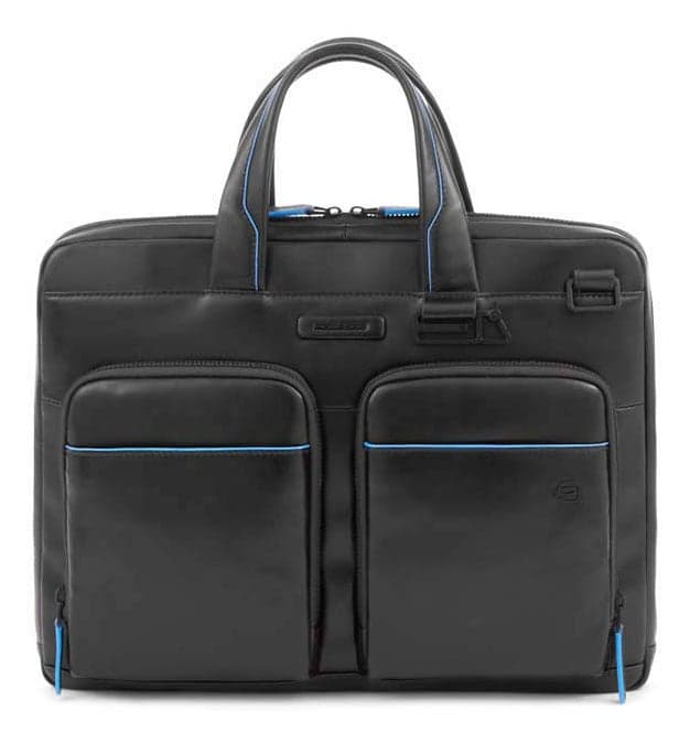 Деловая сумка Piquadro Blue Square Revamp CA6105B2V/N с отделением для ноутбука 14" черная натур.кожа
