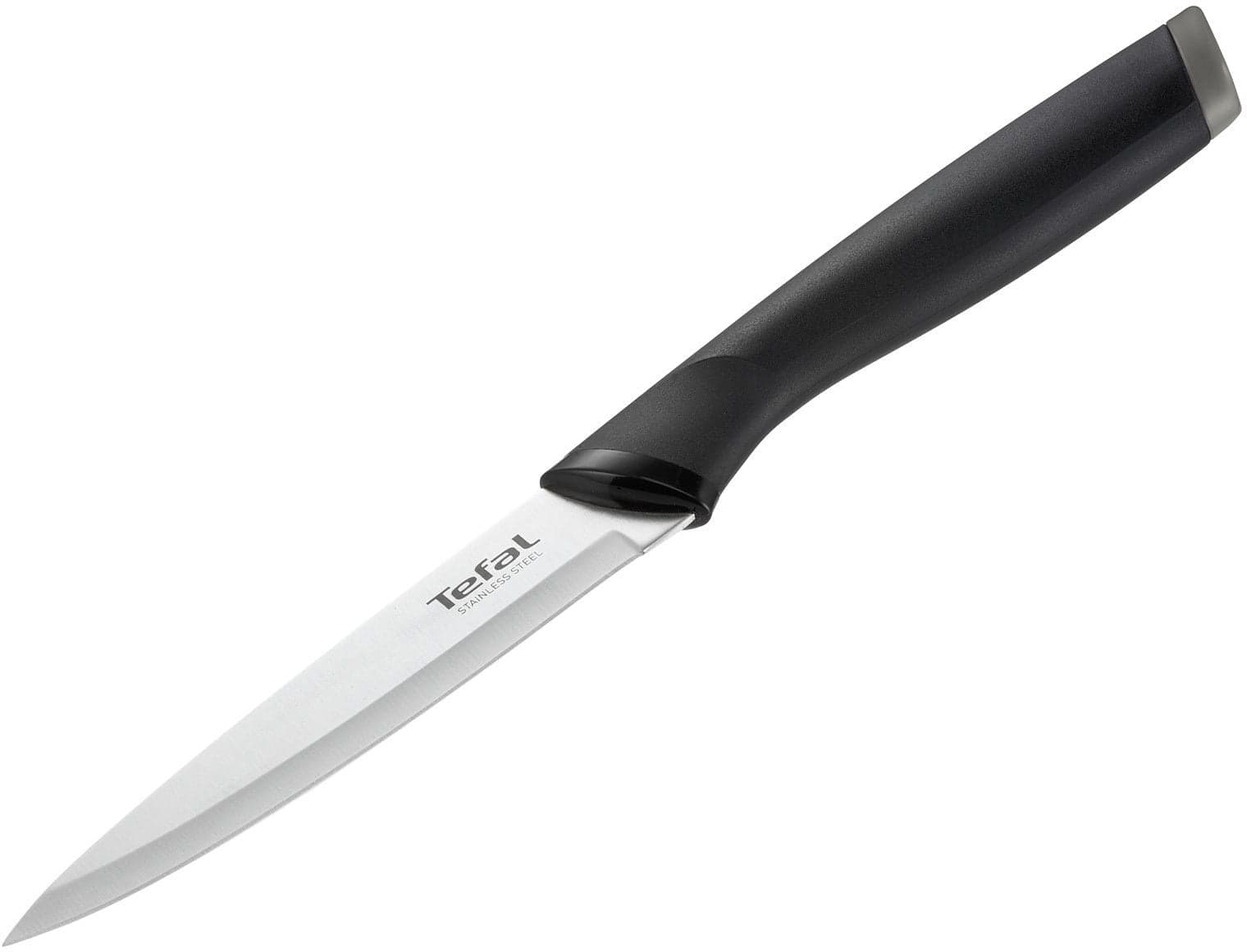 Нож Tefal K2213904 (2100121738) стальной универсальный лезв.120мм прямая заточка серебристый/черный пласт.коробка