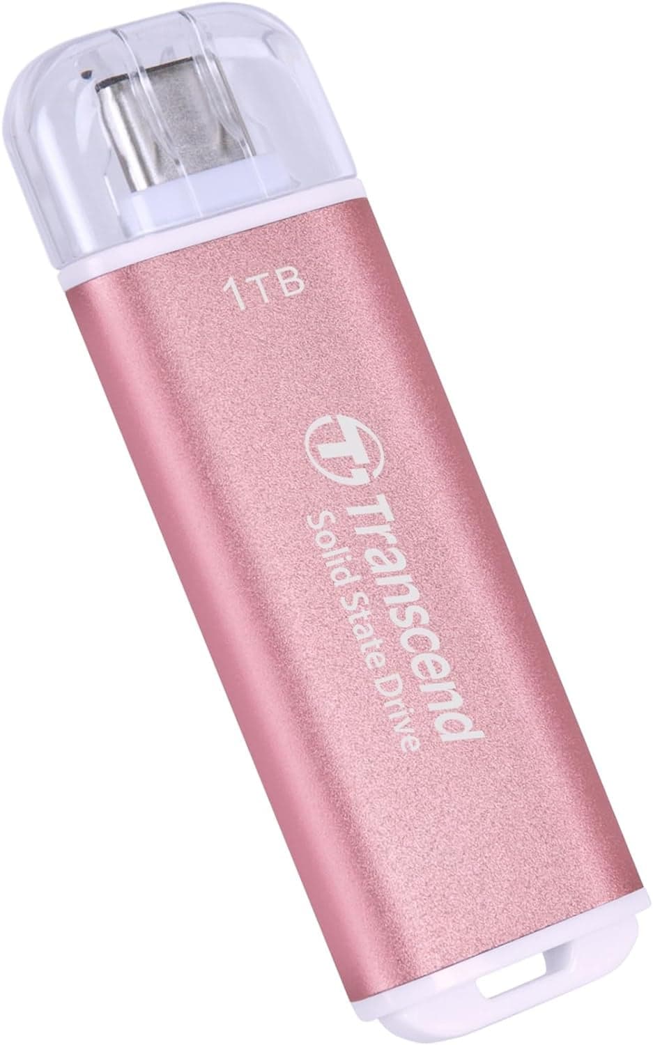 Внешний SSD Transcend 1.0Tb ESD300 <TS1TESD300P> (USB3.2 gen 2, Type C, 1050/950Mbs, 3D NAND, 60x20x7.8мм, 9g) розовыйВнешний накопитель SSD