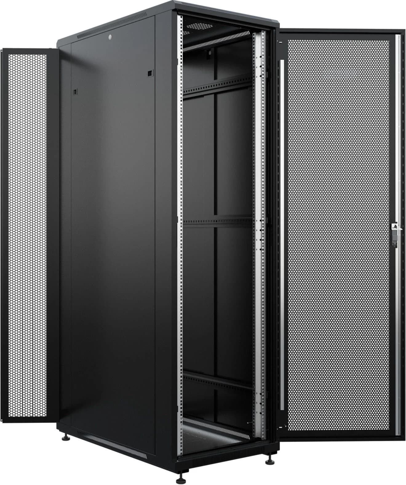 Шкаф серверный NTSS Премиум (NTSS-R42U60100PD/PDD-BL) напольный 42U 600x1000мм пер.дв.перфор. задн.дв.перфор.2-хст. 900кг черный 910мм 111кг 1987мм IP20