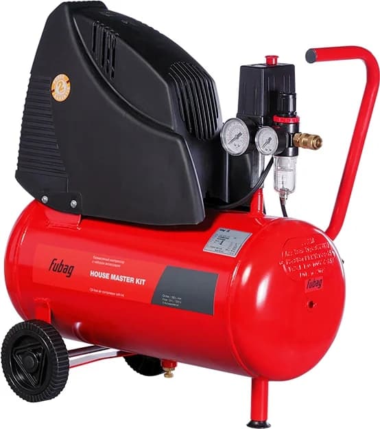 Компрессор поршневой Fubag House Master Kit безмасляный 180 л/мин, 24 л, 1100 Вт, красный/черный