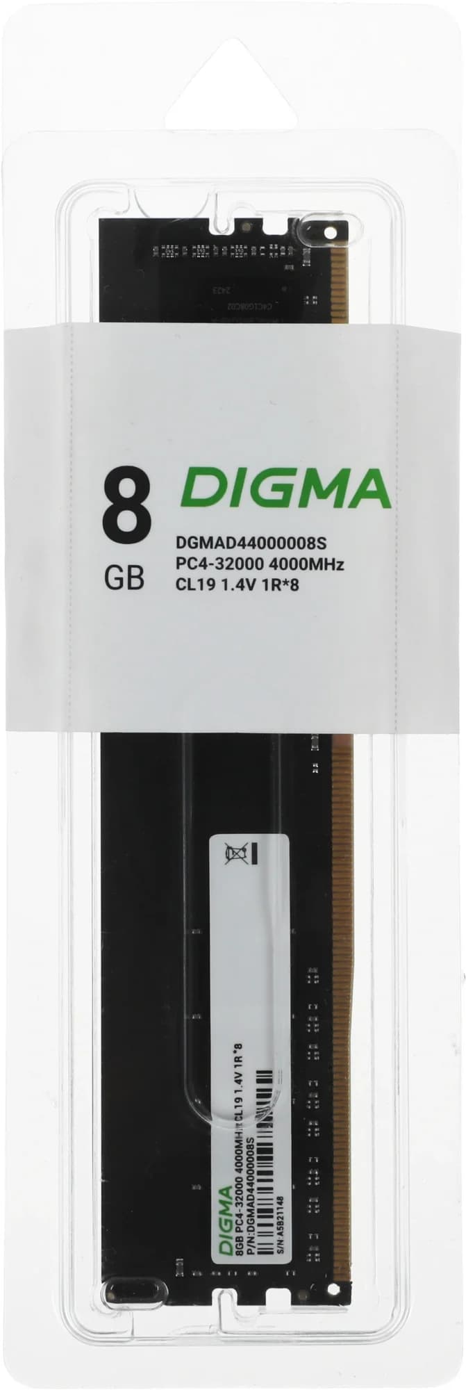 Память DDR4 8GB 4000MHz Digma DGMAD44000008S RTL PC4-32000 CL19 DIMM 288-pin 1.4В single rank Ret