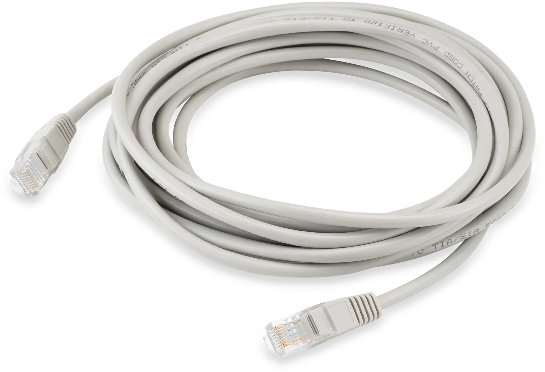 Патч-корд KingPrice KP-PC-c5e-5m-g 1Гбит/с UTP 4 пары cat.5E CCA molded 5м серый RJ-45 (m)-RJ-45 (m)
