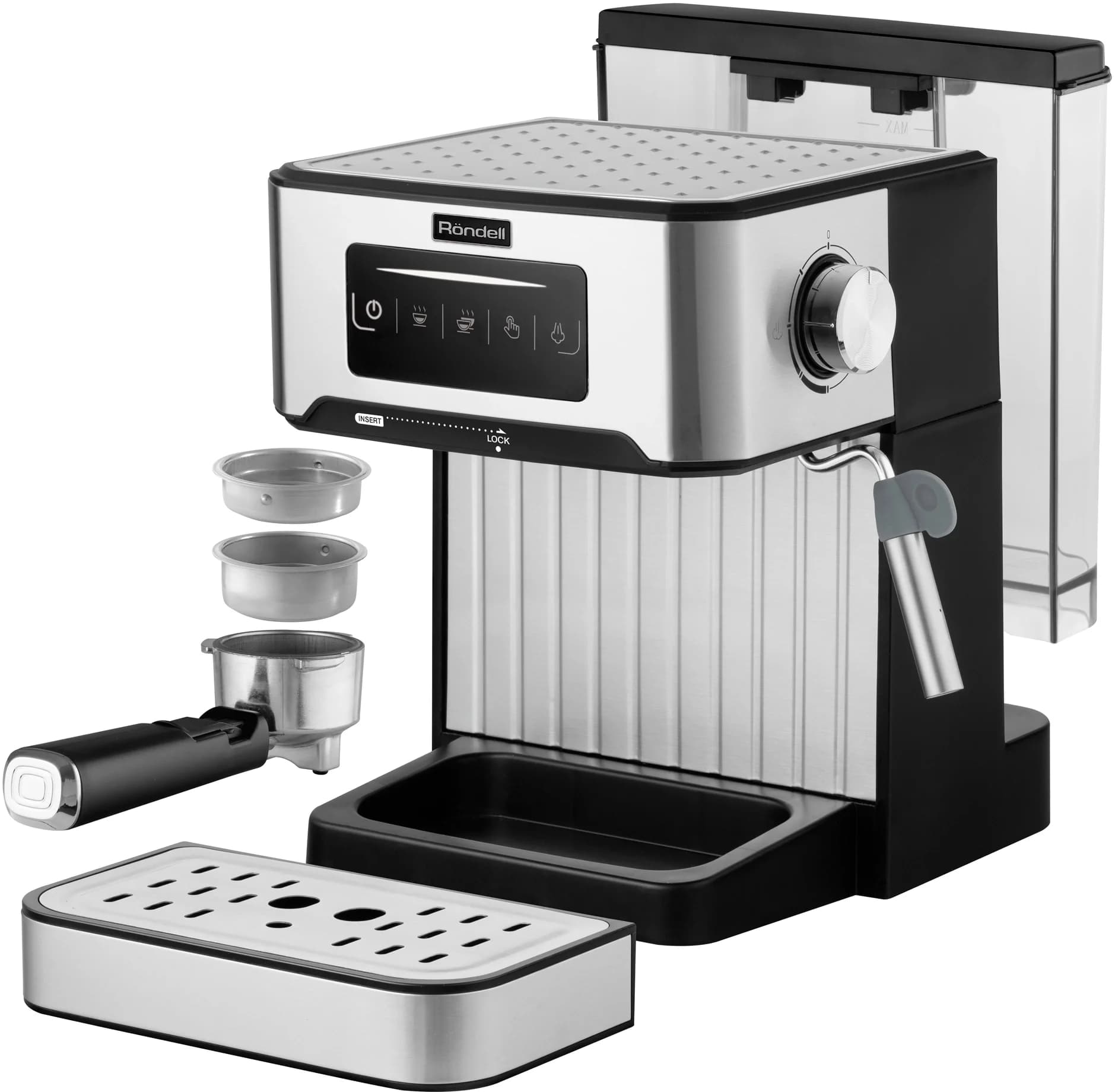 Кофеварка рожковая Rondell RDE-1106 850Вт серебристый