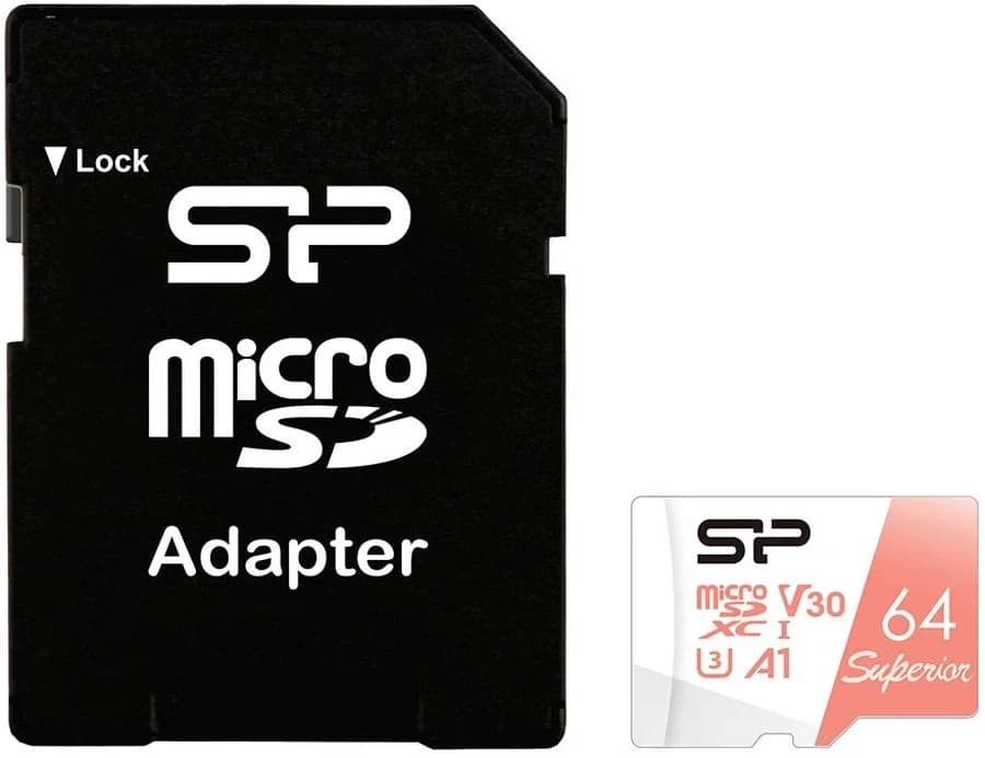 Карта памяти 64GB MicroSD Silicon Power Superior + SD адаптер (SP064GBSTXDV3V20SP)