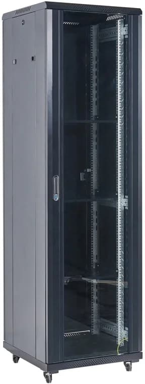 Rexant (04-4288-212) Шкаф телекоммуникационный напольный 42U 800х800мм пер.дв.стекл металл 2 бок.пан. направл.под винты 800кг черный 230град. IP20 сталь