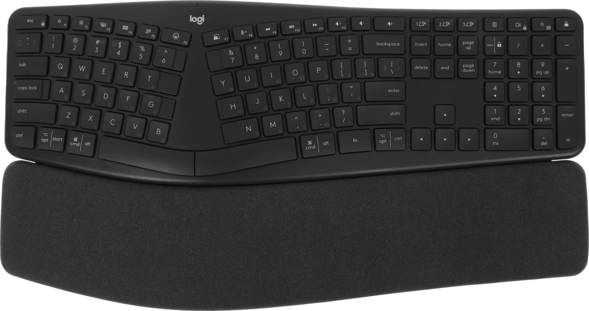 Клавиатура Logitech K860 черный USB беспроводная BT/Radio Multimedia Ergo (подставка для запястий) (920-010359)