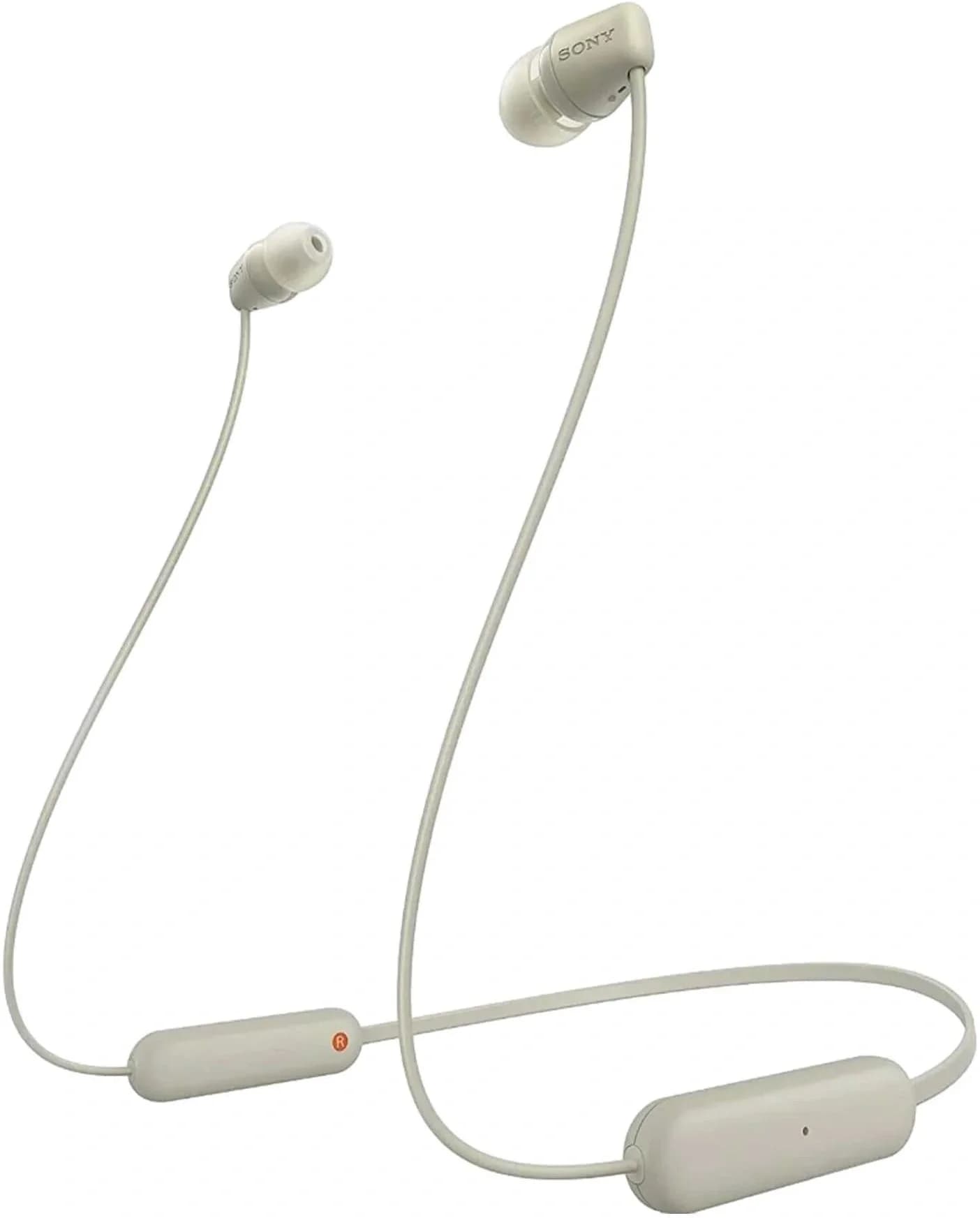 Гарнитура внутриканальные Sony WI-C100 бежевый беспроводные bluetooth шейный обод (WI-C100/CZ)