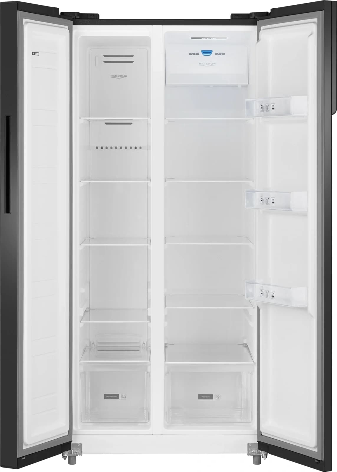 Холодильник Weissgauff WSBS 500 Inverter NoFrost 2-хкамерн. черный стекло инвертер