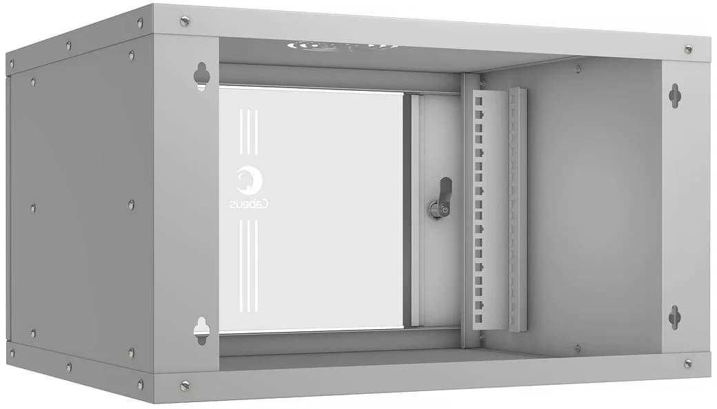 Шкаф коммутационный Cabeus (WSC-05D-6U55/45) настенный 6U 550x450мм пер.дв.стекл 30кг серый 390мм 11кг 220град. 320мм IP20 сталь