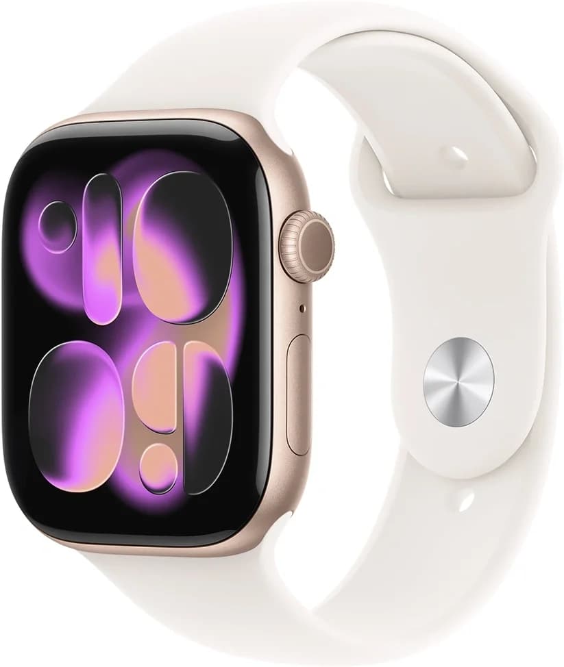 Смарт-часы Apple Watch Series 11 A3331 42мм OLED корп.розовое золото Sport Band рем.белый разм.брасл.:130-180мм (MEW24LW/A)