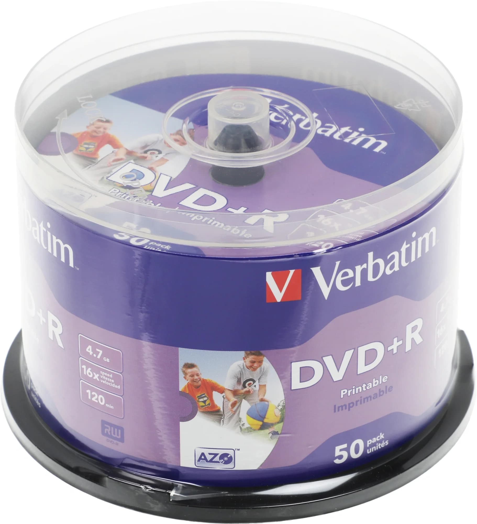 Диск DVD+R Verbatim 4.7Gb 16x Cake Box (50шт) Printable