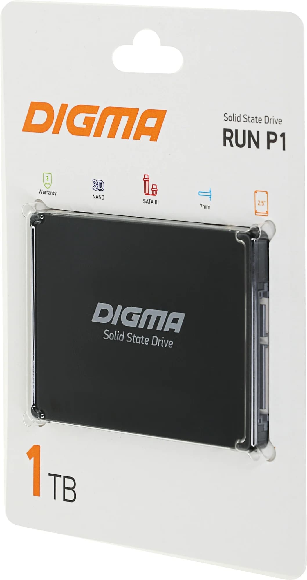 Накопитель SSD Digma Run P1, 1Tb, SATA III, 2.5", без NVMe, R/W 500/400