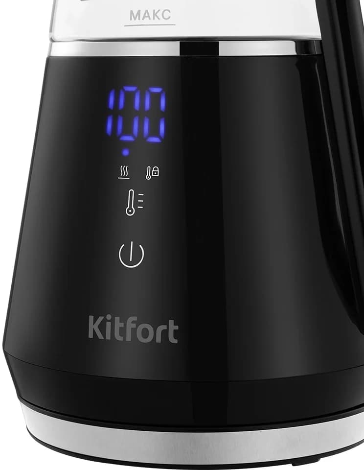 Чайник электрический Kitfort КТ-6696 1л. 1100Вт черный/серебристый корпус: пластик (KT-6696)