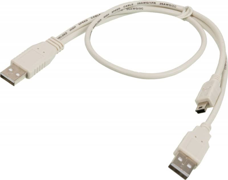 NINGBO Кабель USB 2.0 A-m mini B-m 0.3м с доп. питанием