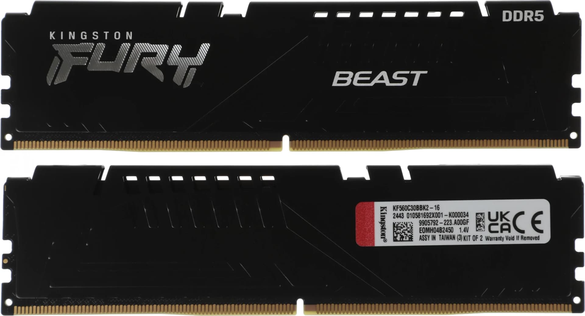 Память оперативная/ Kingston 16GB 6000MT/s DDR5 CL30 DIMM (Kit of 2) FURY Beast Black XMP