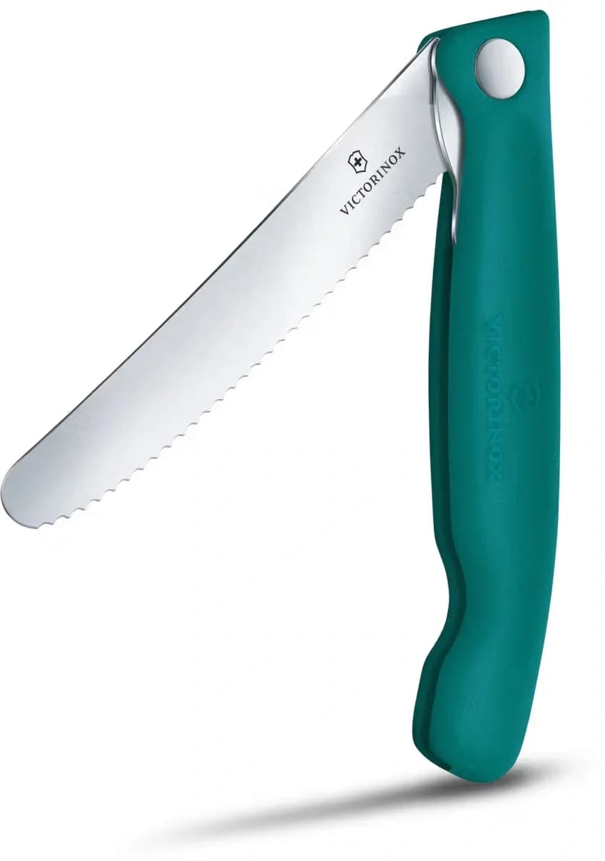 Нож кухонный Victorinox Swiss Classic 6.7834.FC1 стальной столовый лезв.110мм серрейт. заточка зеленый карт.коробка