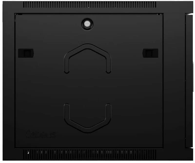 шкаф Cabeus SH-05F-12U60/60-R-BK Шкаф телекоммуникационный настенный разобранный 19" 12U 600x600x635mm (ШхГхВ) дверь стекло, цвет черный (RAL 9004)