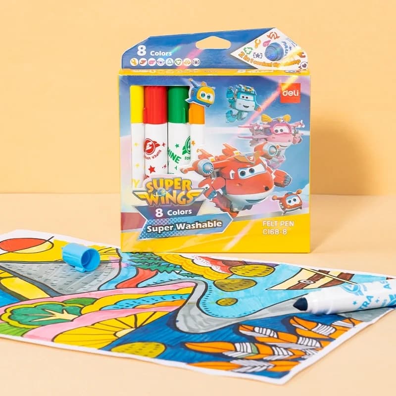 Фломастеры Deli EC168-8 Super Wings конический пиш. наконечник