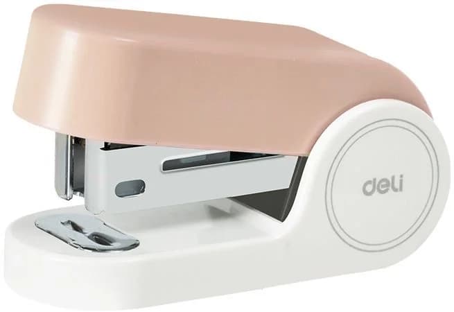 Степлер мини Deli EK203-PK EK203 24/6 26/6 (15листов) встроенный антистеплер розовый 15скоб металл/пластик коробка