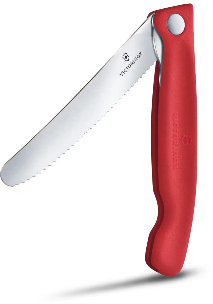 Нож кухонный Victorinox Swiss Classic 6.7831.FC1 стальной столовый для овощей лезв.110мм серрейт. заточка красный карт.коробка