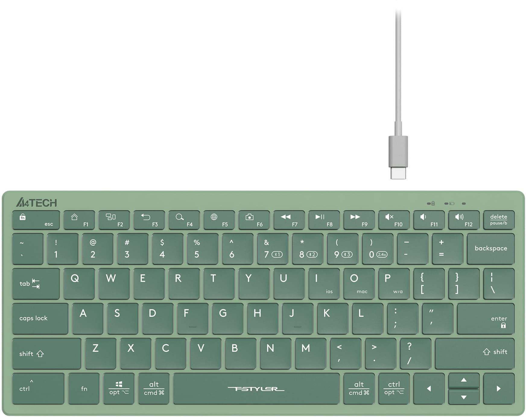 Клавиатура A4Tech Fstyler FBX51C зеленый USB беспроводная BT/Radio slim Multimedia (FBX51C MATCHA GR