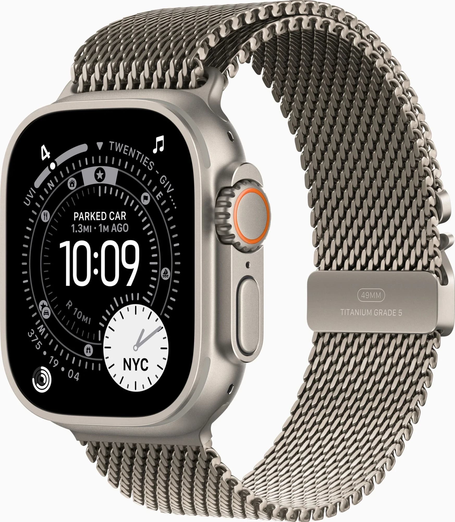 Смарт-часы Apple Watch Ultra 3 2025 A3281 49мм OLED корп.титан Milanese Loop рем.титан разм.брасл.:155-185мм (MEWY4ZP/A)