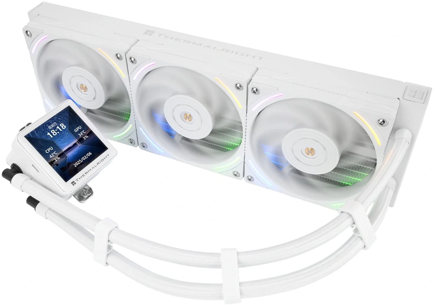 Система водяного охлаждения Thermalright Frozen Vision 360 V2 ARGB Soc-AM5/AM4/1200/1700/1851 белый 4-pin 27dB Al LCD Ret (F-VISION-360-WH-ARGB-V2)