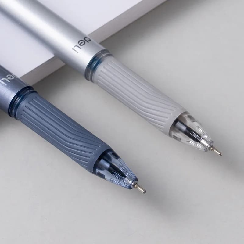 Ручка шариков. Deli Xtream (EQ47-BL) d=0.7мм син. черн. карт.уп. игловидный пиш. наконечник резин. манжета чернила пониженной вязкости