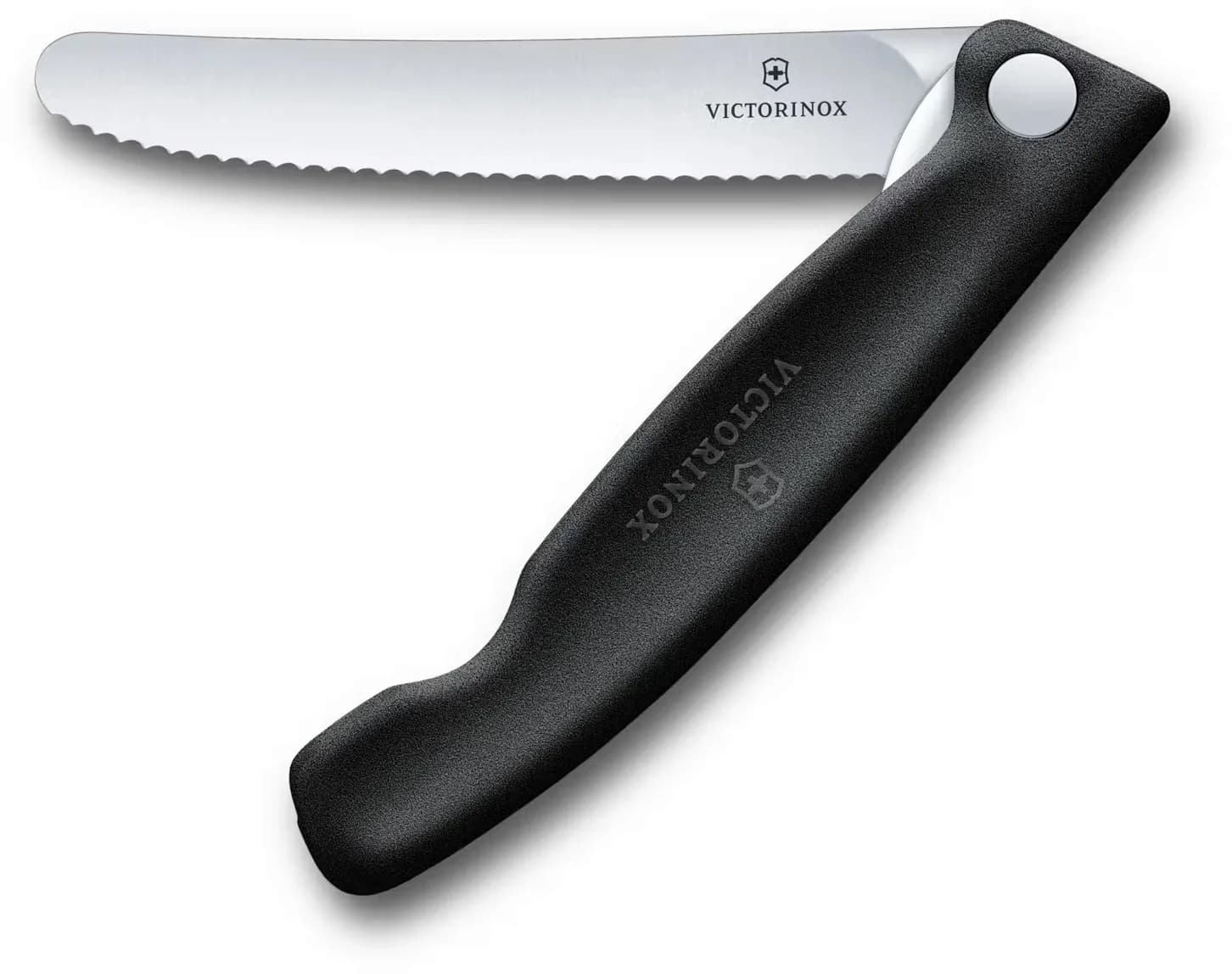 Нож кухонный Victorinox Swiss Classic (6.7833.F) стальной столовый для овощей лезв.110мм серрейт. заточка черный карт.коробка