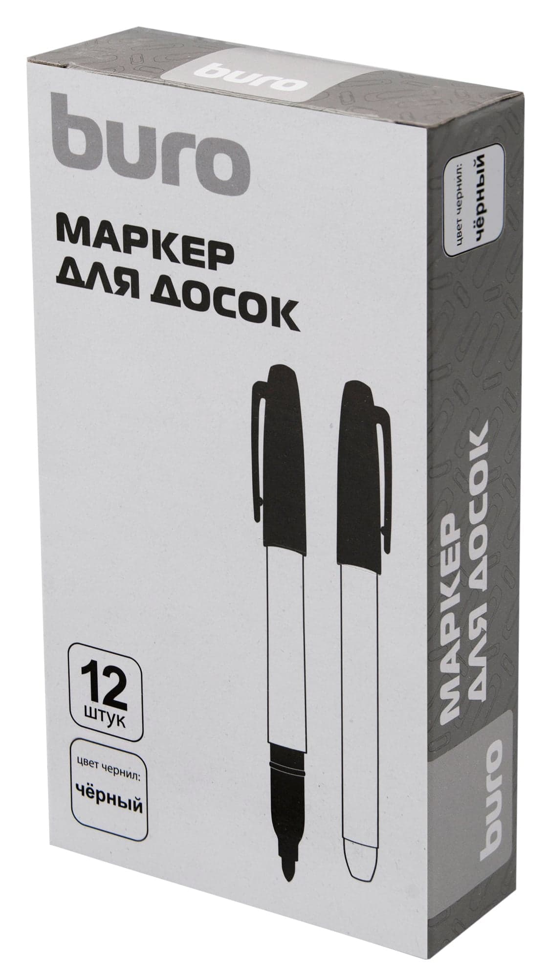 Маркер для досок Buro пулевидный пиш. наконечник 2.5мм черный коробка