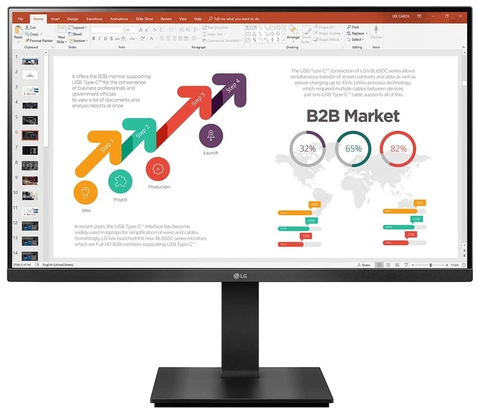 27" LG 27BP450Y-B черный (1920x1080, IPS, 60Hz, 5мс, 250cd, 1000:1, D-Sub, HDMI, DisplayPort, Pivot)