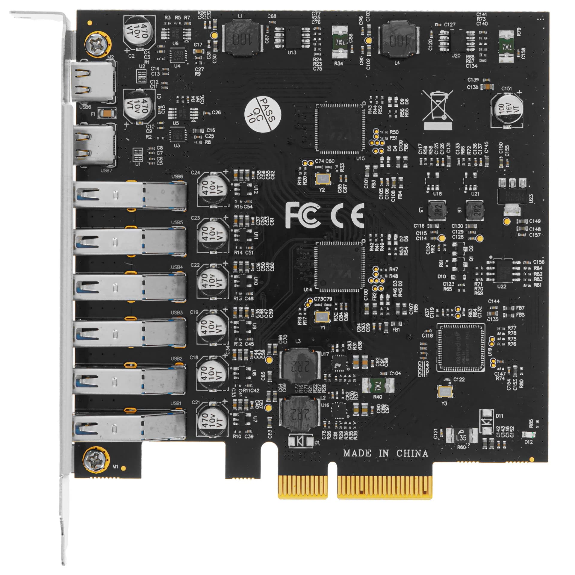 ORIENT AM-U3142PE-6A2C PCI-E x4, разъемы: 2 x USB 3.2 Gen 2 Type-C, 6 x USB 3.2 Gen 2 скорость 10 Gps
