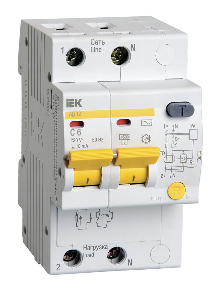Автоматический выключатель дифференциального тока IEK MAD10-2-006-C-010