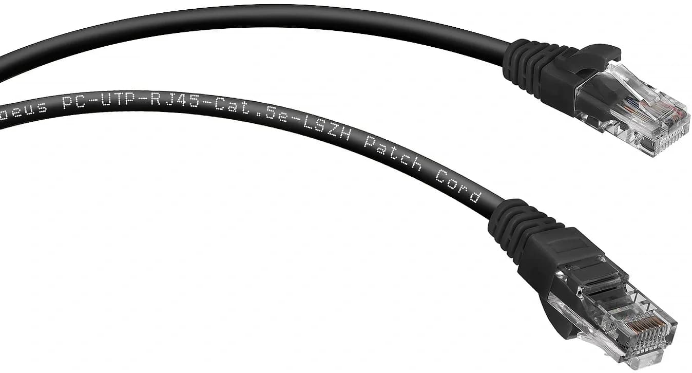 Патч-корд Cabeus, Cat.5e, неэкр., U/UTP, RJ45/RJ45, LSZH, AWG24, 3м, черный