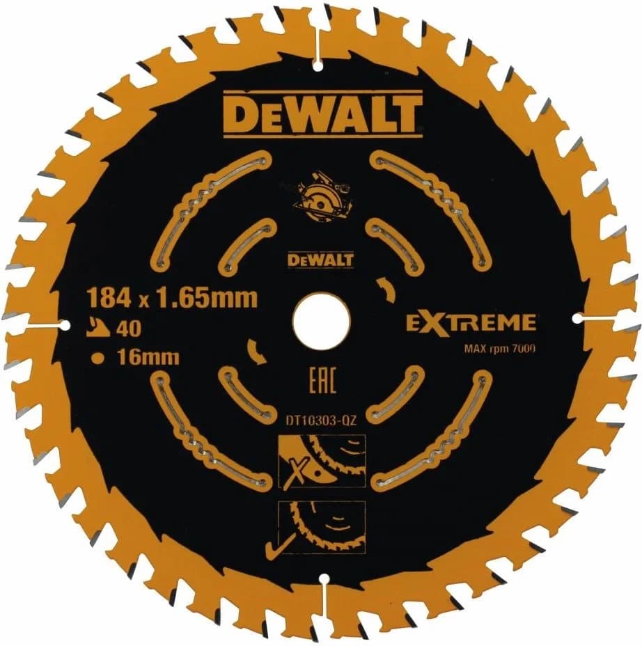 Круг пильный твердосплавный DeWalt DT10303-QZ по дереву EXTREME DeWalt® 184/16 1.65 40 WZ +18°