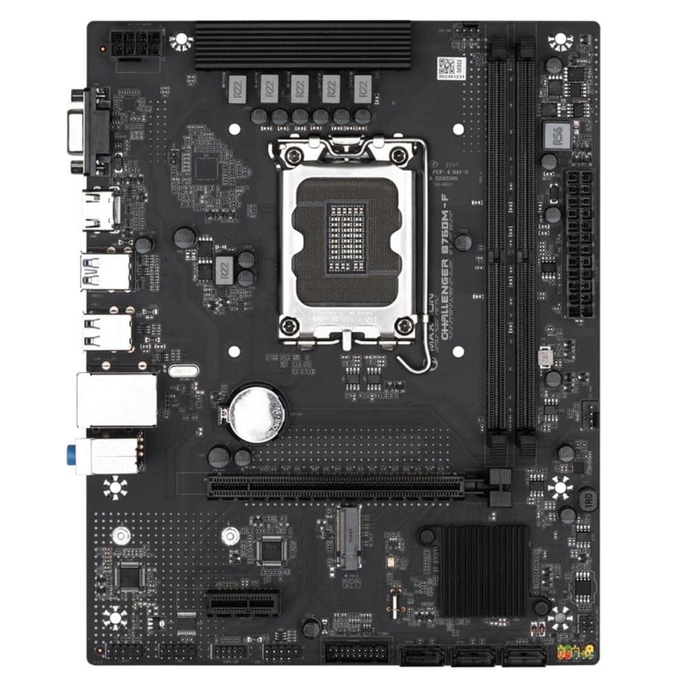 Материнская плата Maxsun MS-Challenger B760M-F B760, LGA1700, 2*DDR4, 1*PCIEx16, 1*PCIEx1, 1*M.2, 4*USB3.2Gen1, 6*USB2.0, 3*SATA3.0, 1G, VGA, HDMI, M-ATX, RTL
