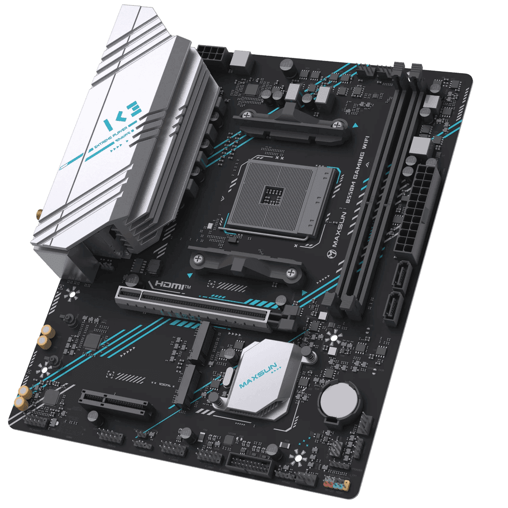 Материнская плата Maxsun MS-B550M GAMING WIFI B550, AM4, 2*DDR4, 1*PCIEx16, 1*PCIEx4, 1*PCIEx1, 2*M.2, 4*USB3.2Gen1, 6*USB2.0, 2*SATA3.0, 1G, DP, HDMI, M-ATX, RTL