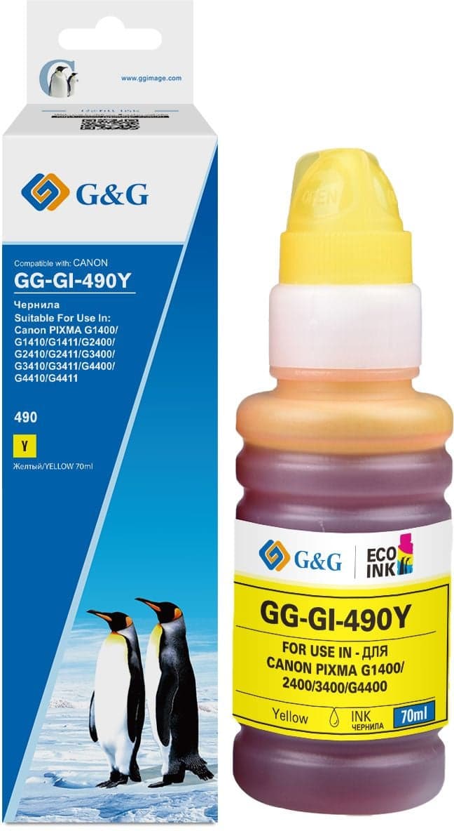 G&G GG-GI-490Y Чернила желтые 70мл для Canon Pixma G1400/G2400/G3400/G4400