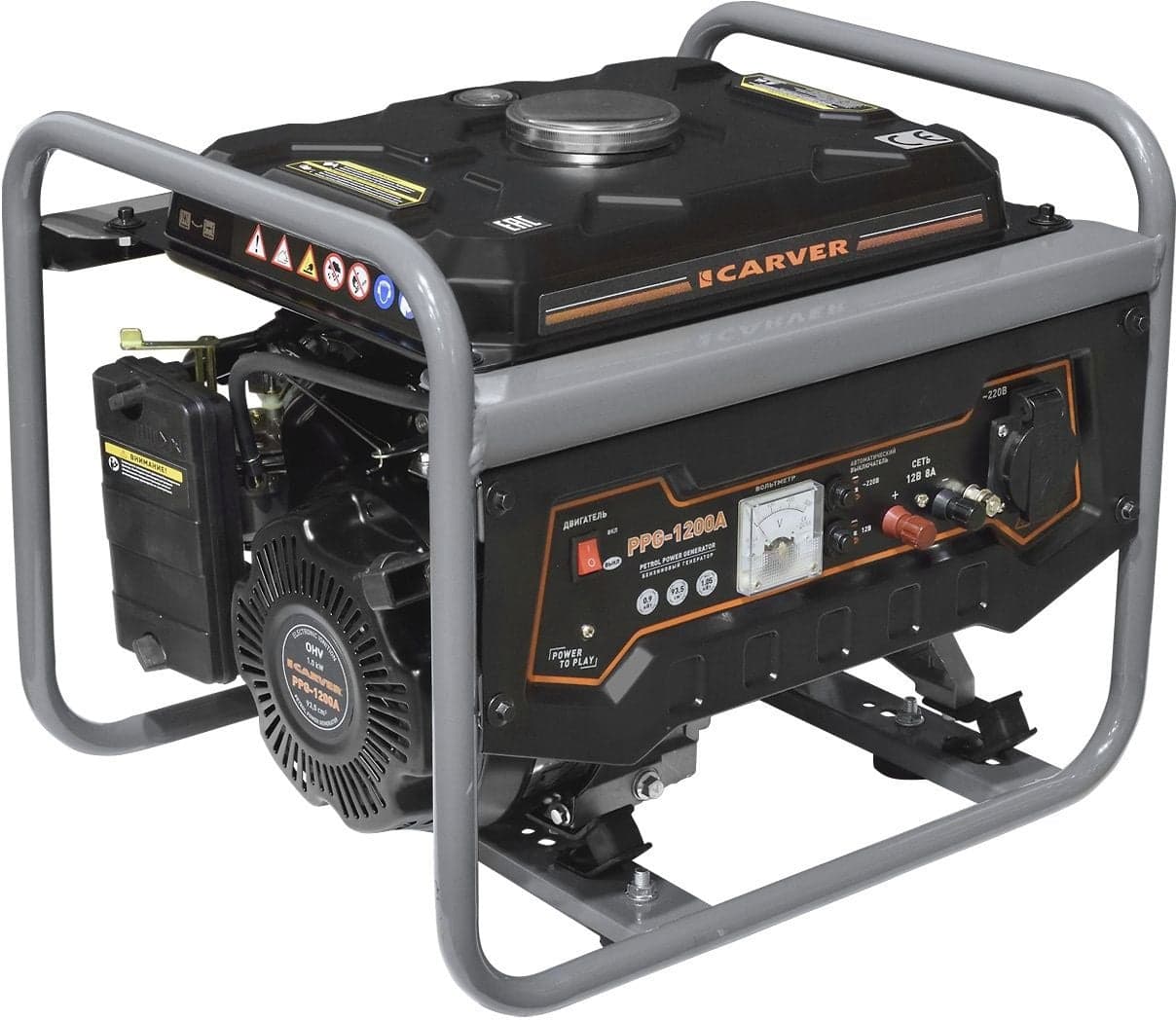 Электрогенератор бензиновый Carver PPG-1200, 1.05 кВт, 65 дБ, 24 кг