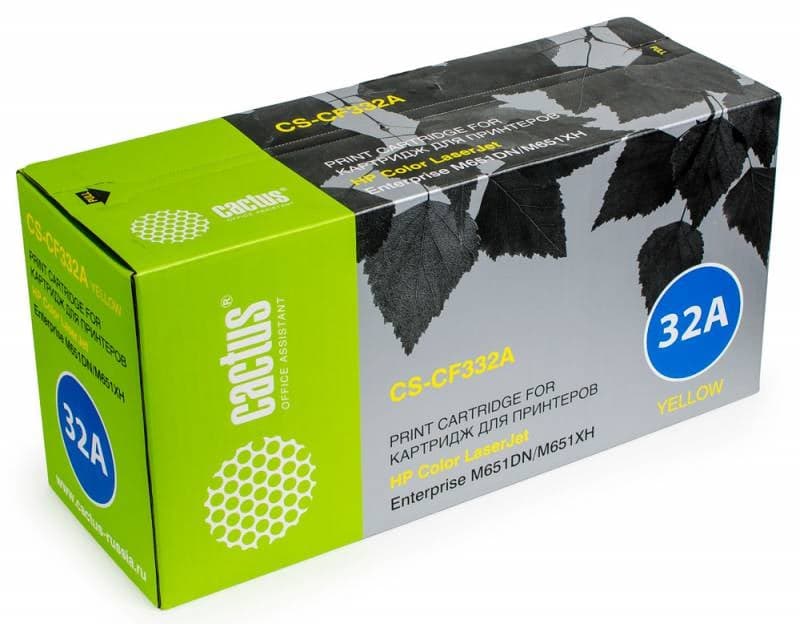 -/ Картридж лазерный Cactus CS-CF332A CF332A желтый (15000стр.) для HP CLJ M651dn/M651n/M651xh