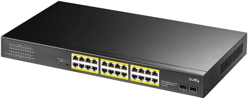 GS1028PS2 - Коммутатор Cudy GS1028PS2 (24 x PoE 1Gb RJ45, 2 x SFP, 300W, 19", Unmanaged)