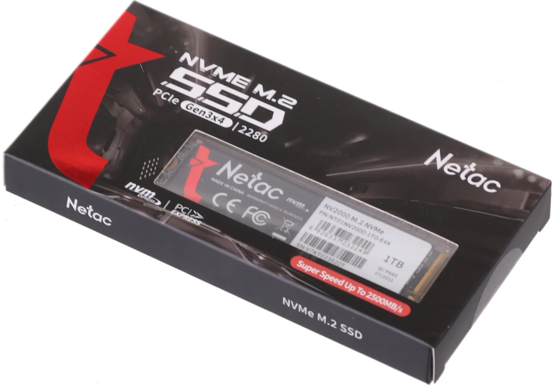 Накопитель SSD 1TB M.2 2280 Netac <NT01NV2000-1T0-E4X> 3D TLC NVMe (PCI-E)