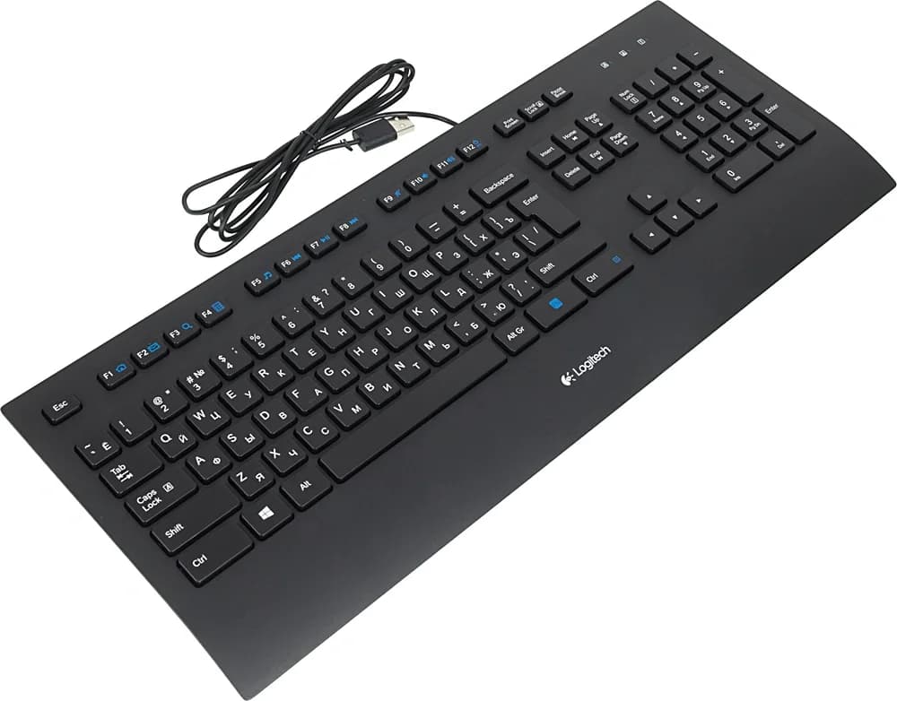 Клавиатура Logitech K280e черный USB (подставка для запястий) (920-005215) кабель 1.66м