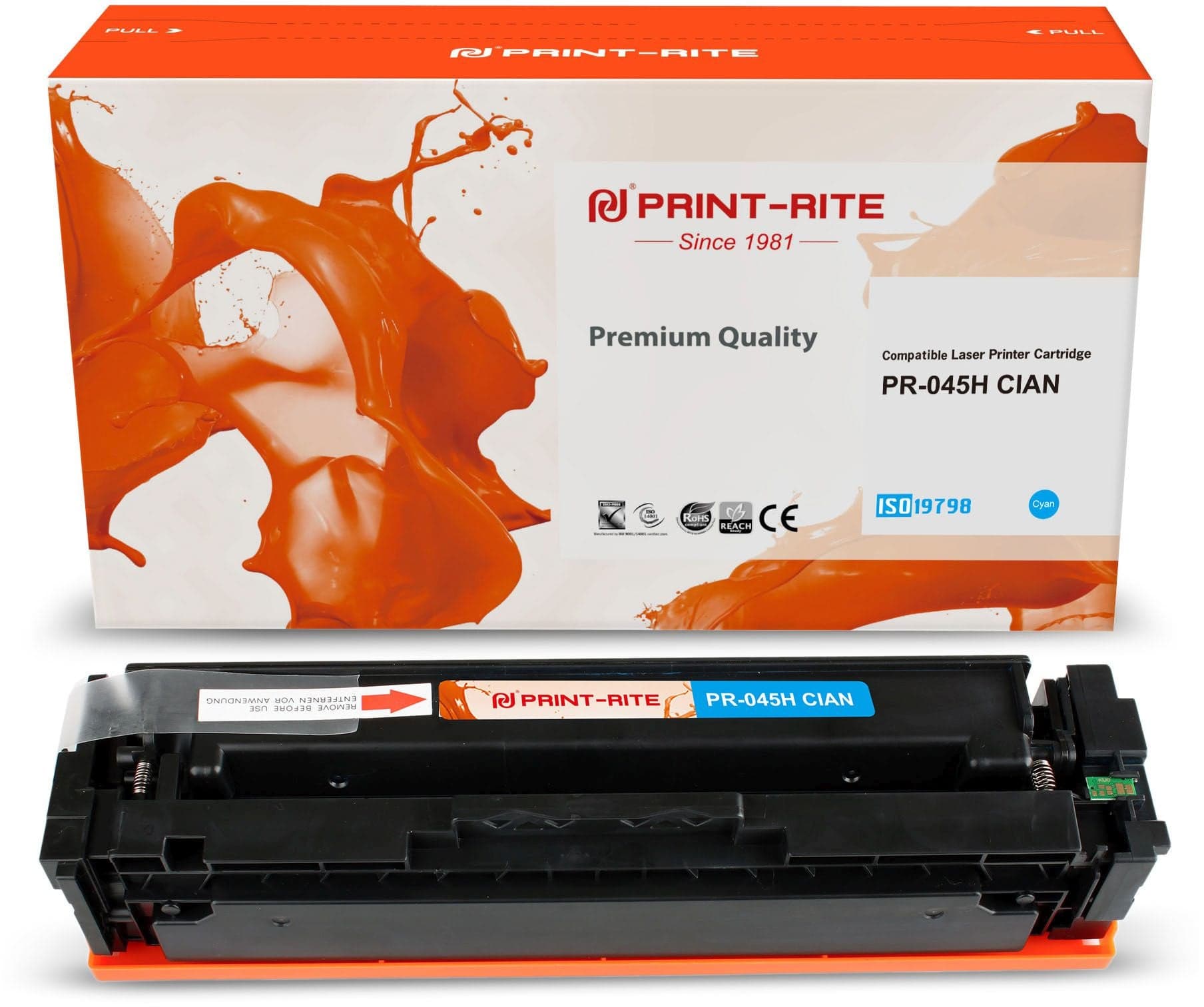 Картридж лазерный Print-Rite TFC448CPU1J PR-045H CIAN 045H Cian голубой (2200 стр.) для Canon LBP 611Cn/613Cdw/631Cn/633Cdw/635Cx