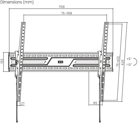 Кронштейн для телевизора Ultramounts UM850T черный 43"-100" макс.75кг настенный наклон